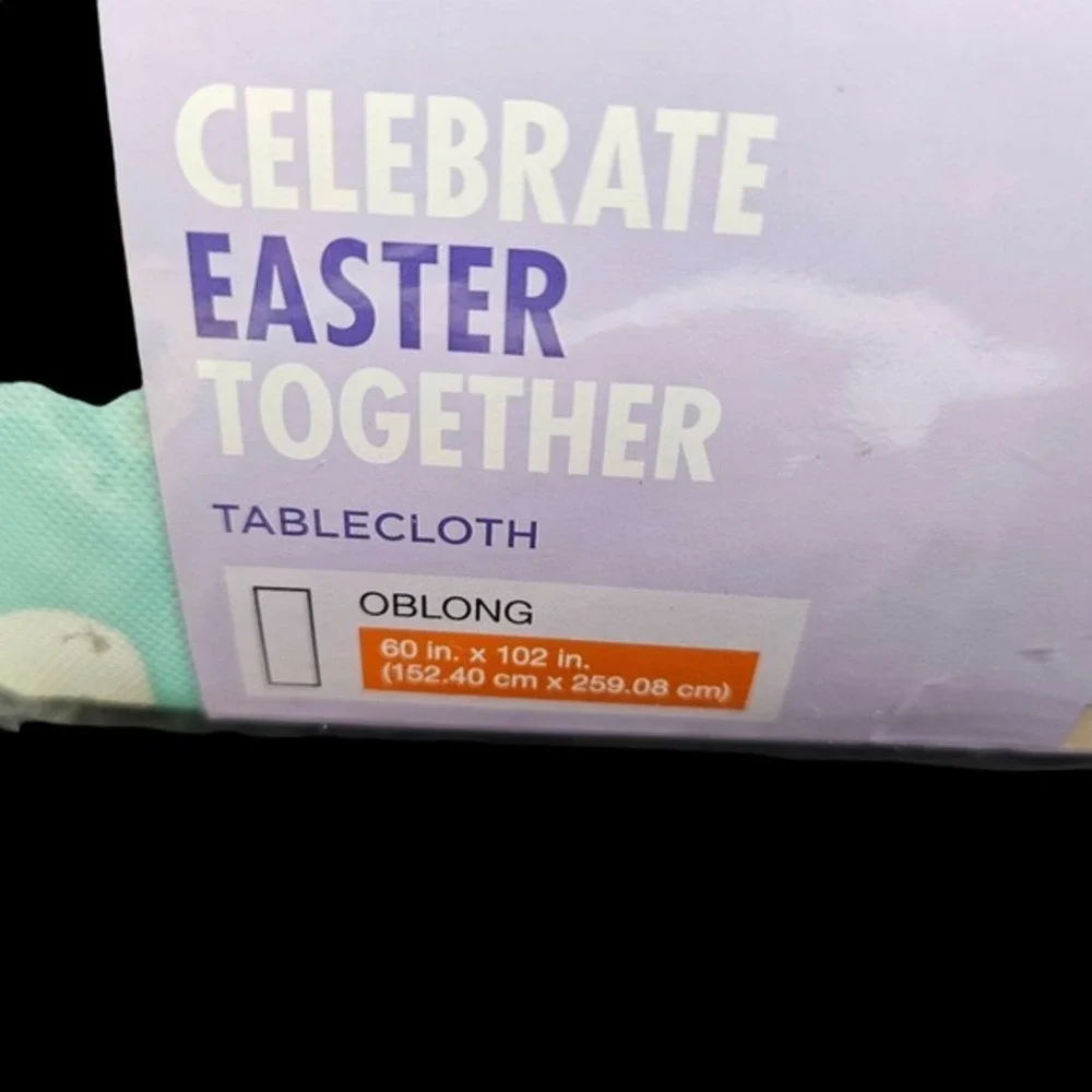 Easter Oblong Tablecloth 60 x 102 Floral Bunny Eggs Chicks‎ Vinyl Holiday New